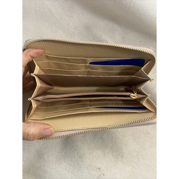 Renato Balestra Purple Wallet Zipper Credit Card Embossed Textured Leather NWOT - Picture 4 of 7